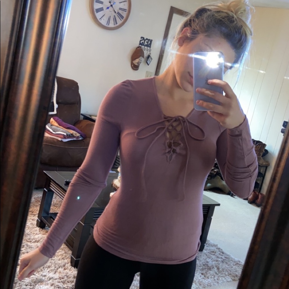 Plum front laced long sleeve